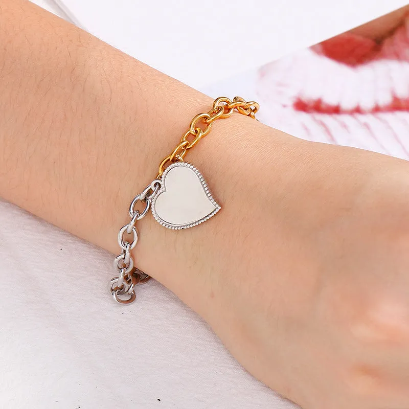 Fashion Stainless Steel Edge Heart-shaped Gold Bracelet