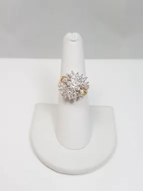 Fashionable 14k Yellow Gold Natural Diamond Cluster Ring