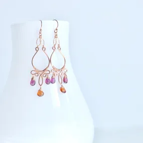 Fiona - Garnet, 14k Rose Gold Filled Earrings