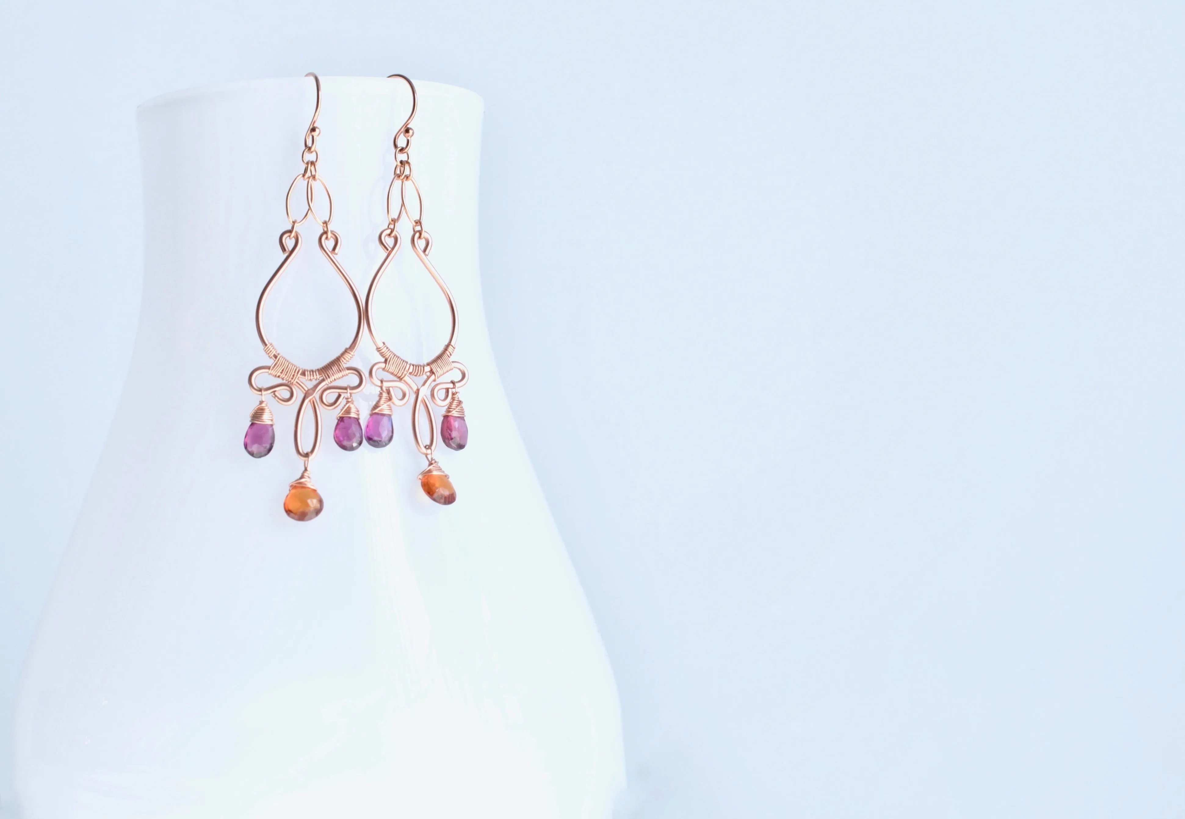 Fiona - Garnet, 14k Rose Gold Filled Earrings