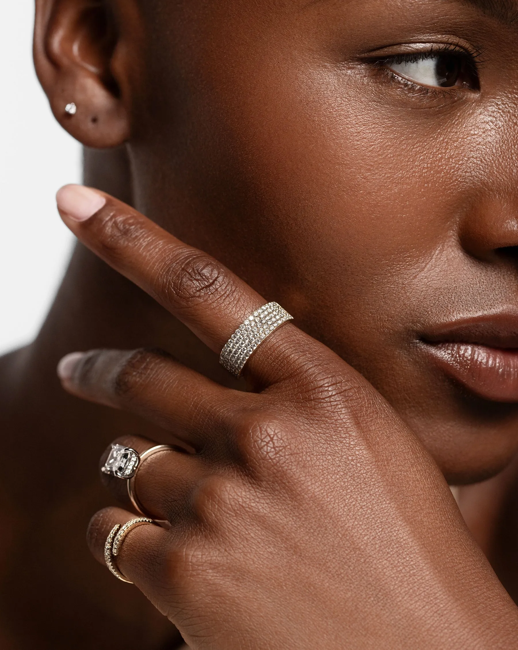 Five Row Stackable Pavé Ring