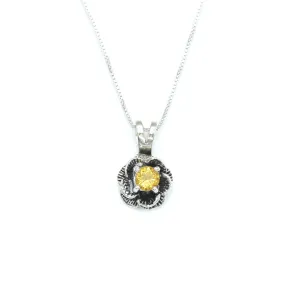 Flower Citrine Pendant - Vintage Flower Necklace - Dainty Citrine Necklace