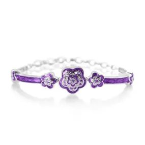 Flower Enamel Crystal Palladium Plating Girls Adjustable Bangle Bracelet