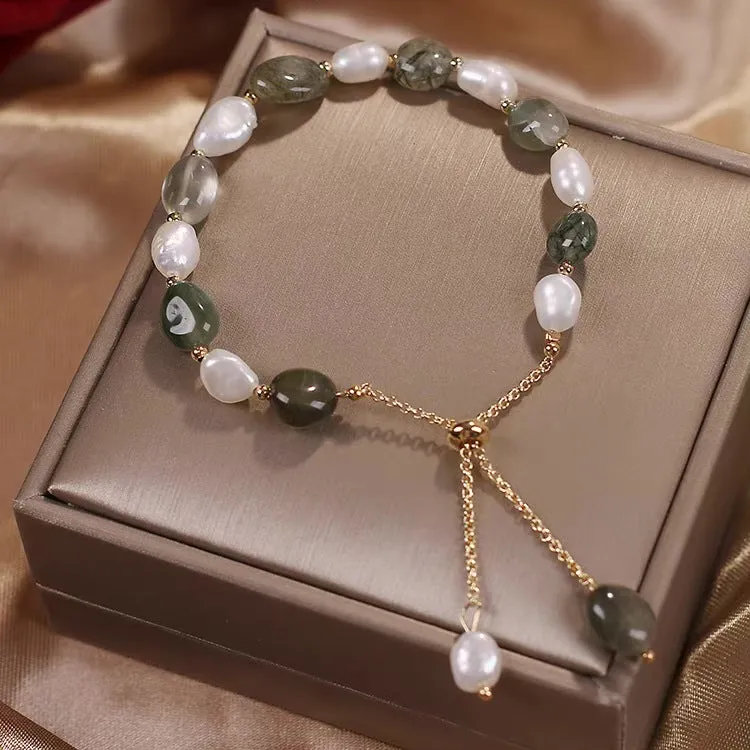 Fortune's Favor Blue Aventurine and Freshwater Pearl Bracelet for Women