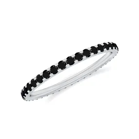 French Pave Set Black Spinel Stackable Full Eternity Ring