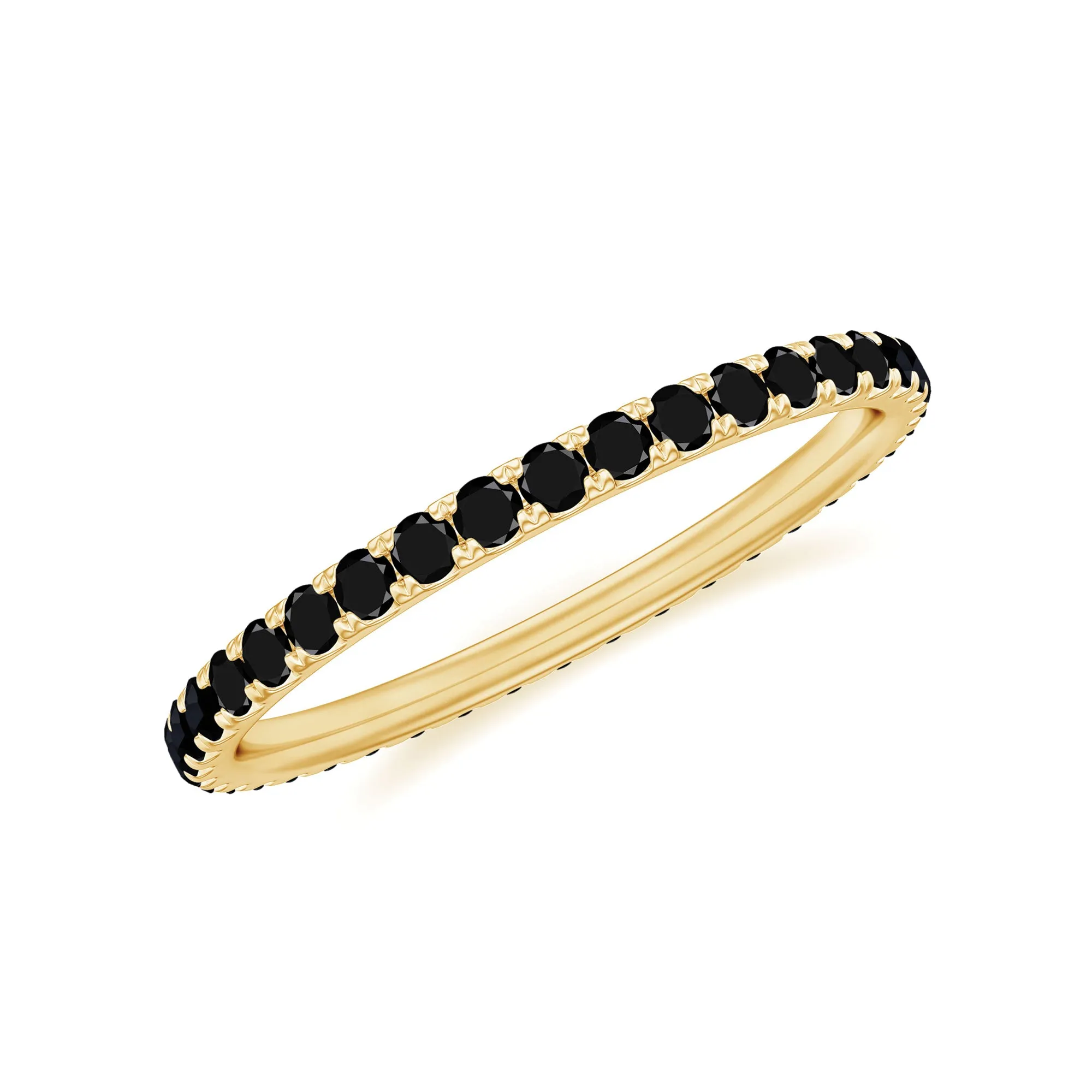 French Pave Set Black Spinel Stackable Full Eternity Ring