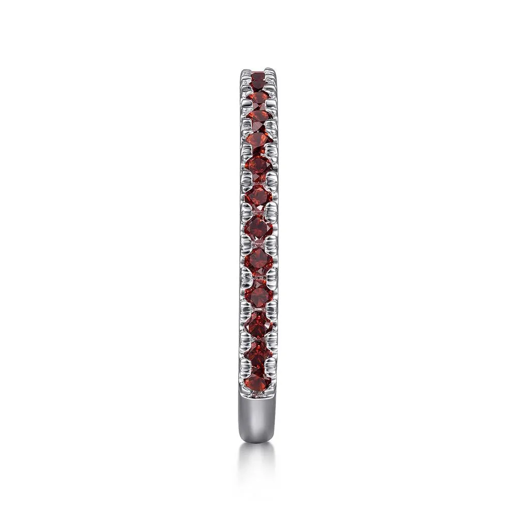 Gabriel & Co. 14K White Gold Garnet Stackable Ring