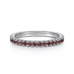 Gabriel & Co. 14K White Gold Garnet Stackable Ring