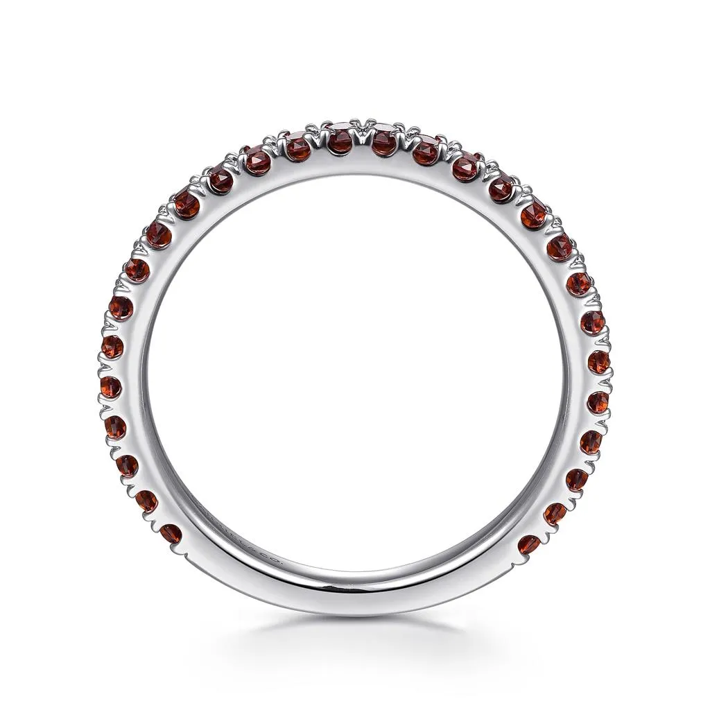 Gabriel & Co. 14K White Gold Garnet Stackable Ring