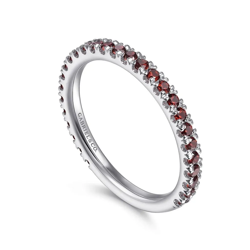 Gabriel & Co. 14K White Gold Garnet Stackable Ring