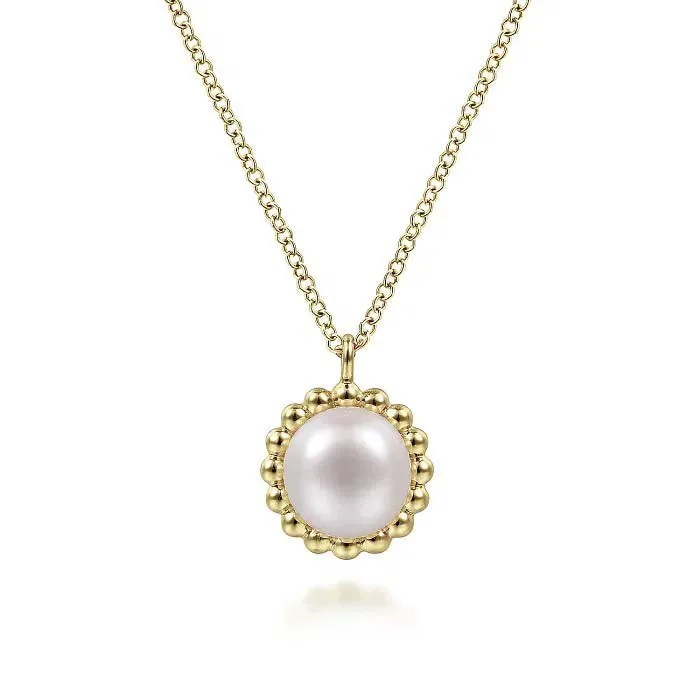 Gabriel & Co. Bujukan Pearl Pendant Necklace in 14K Yellow Gold