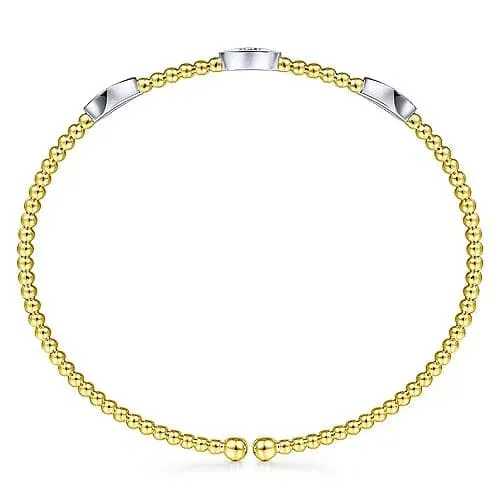 Gabriel & Co. White & Yellow Gold Bujukan Diamond Marquise Stations Bangle