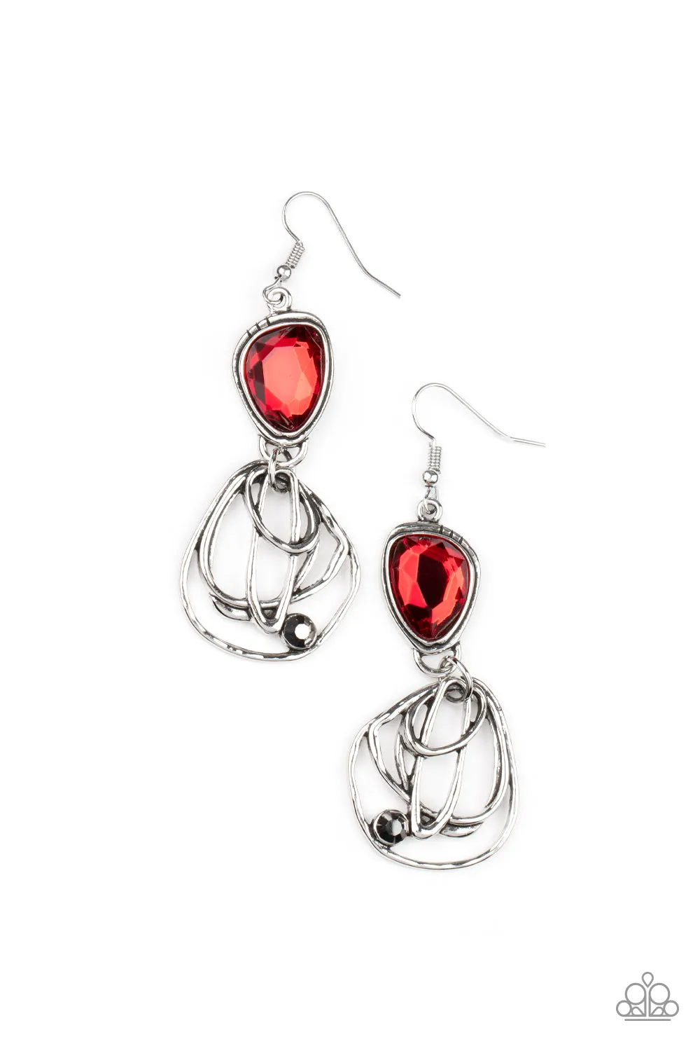 Galactic Drama - Red Ruby Earrings - Paparazzi Accessories