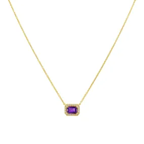 Gemstone & Diamond Halo Necklace