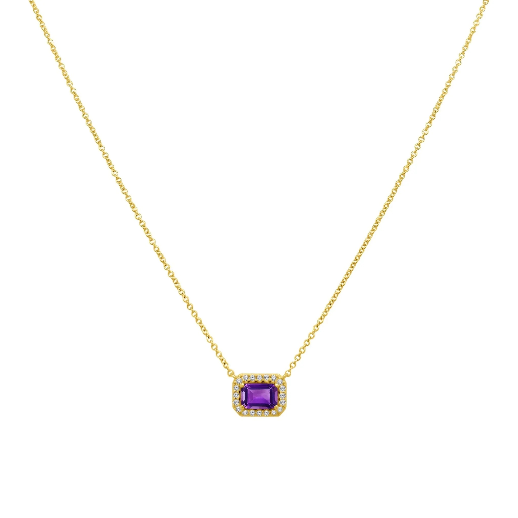 Gemstone & Diamond Halo Necklace