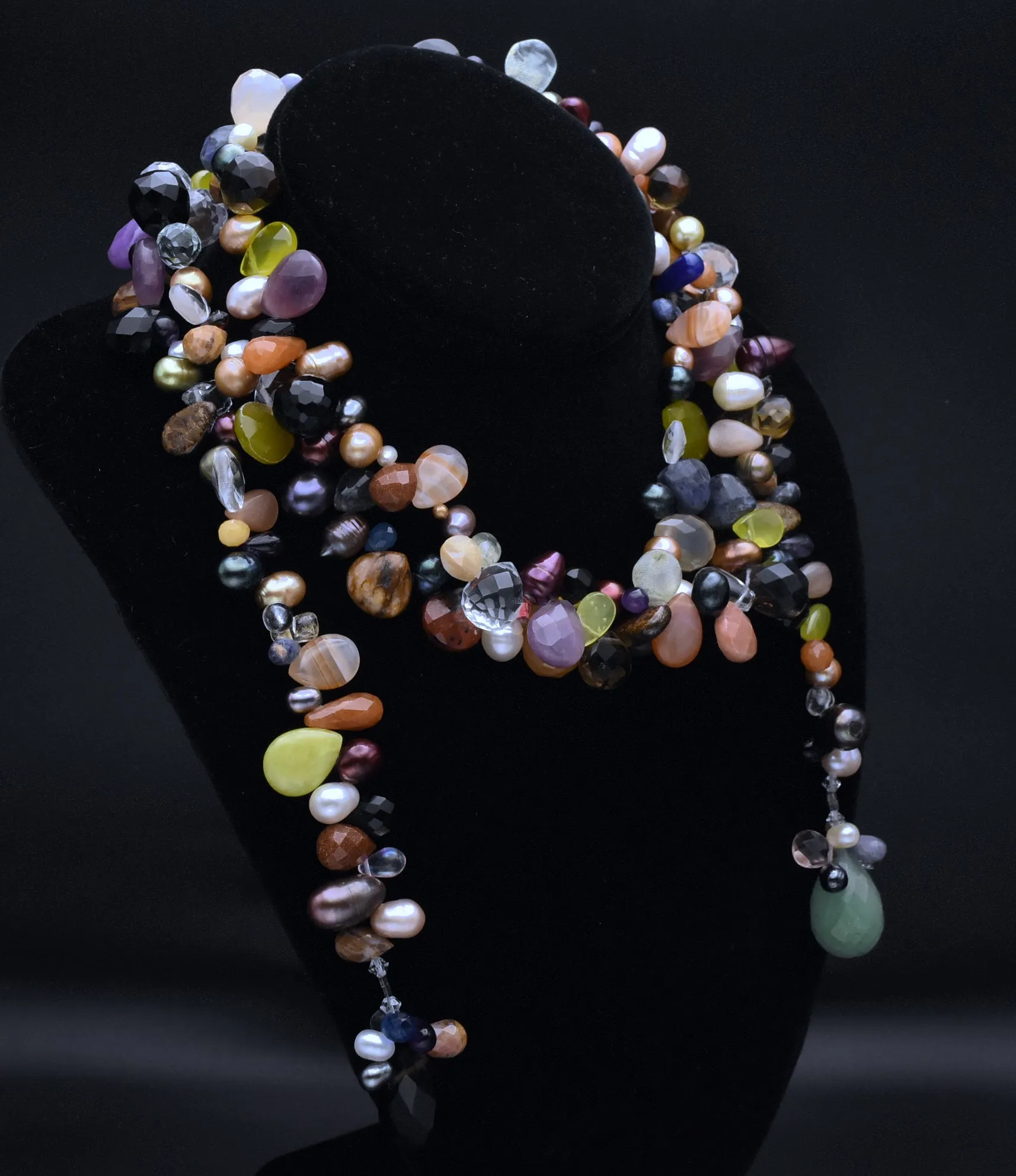 Gemstone Collection Drape Beaded Necklace - 52"