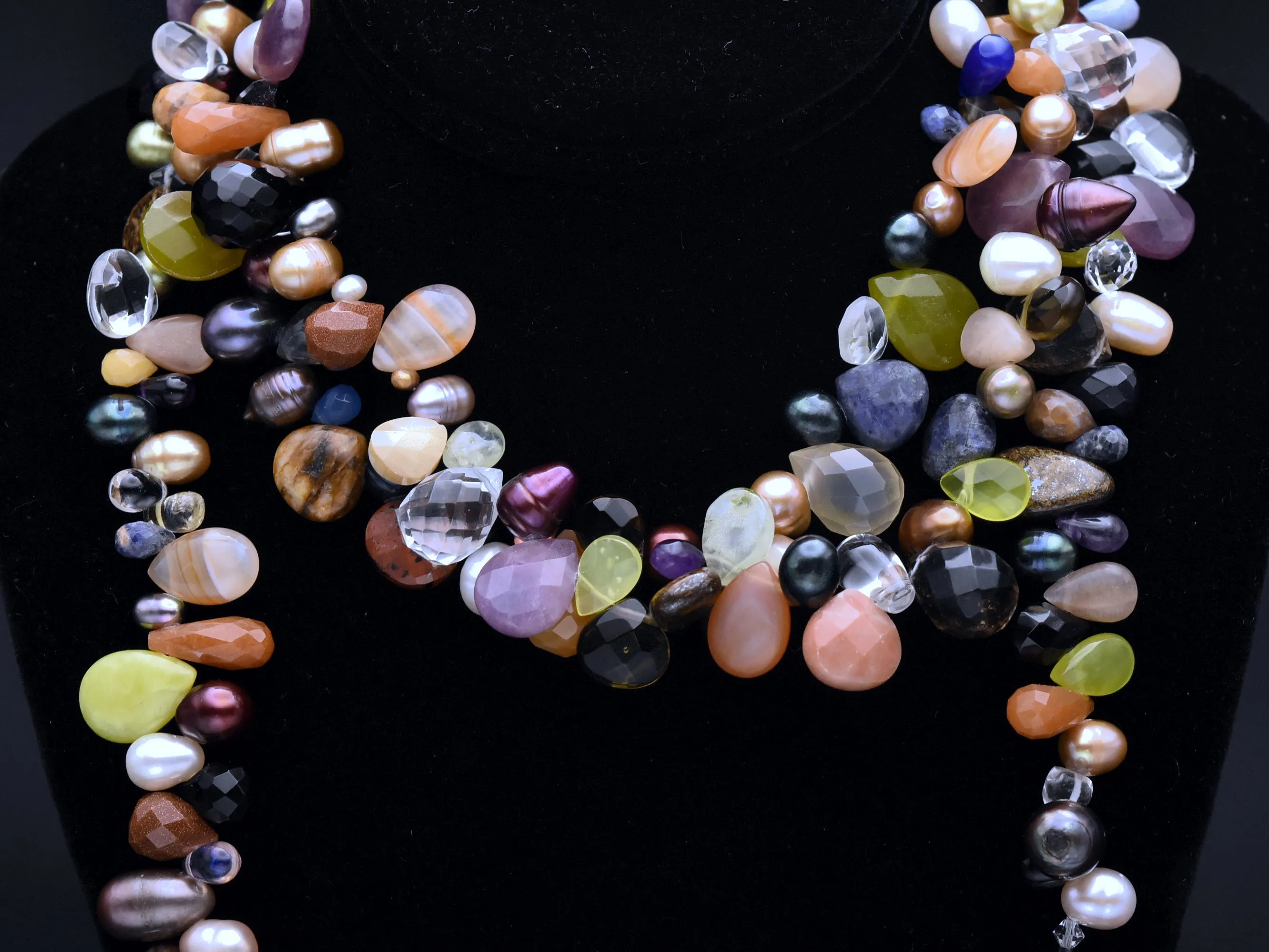 Gemstone Collection Drape Beaded Necklace - 52"