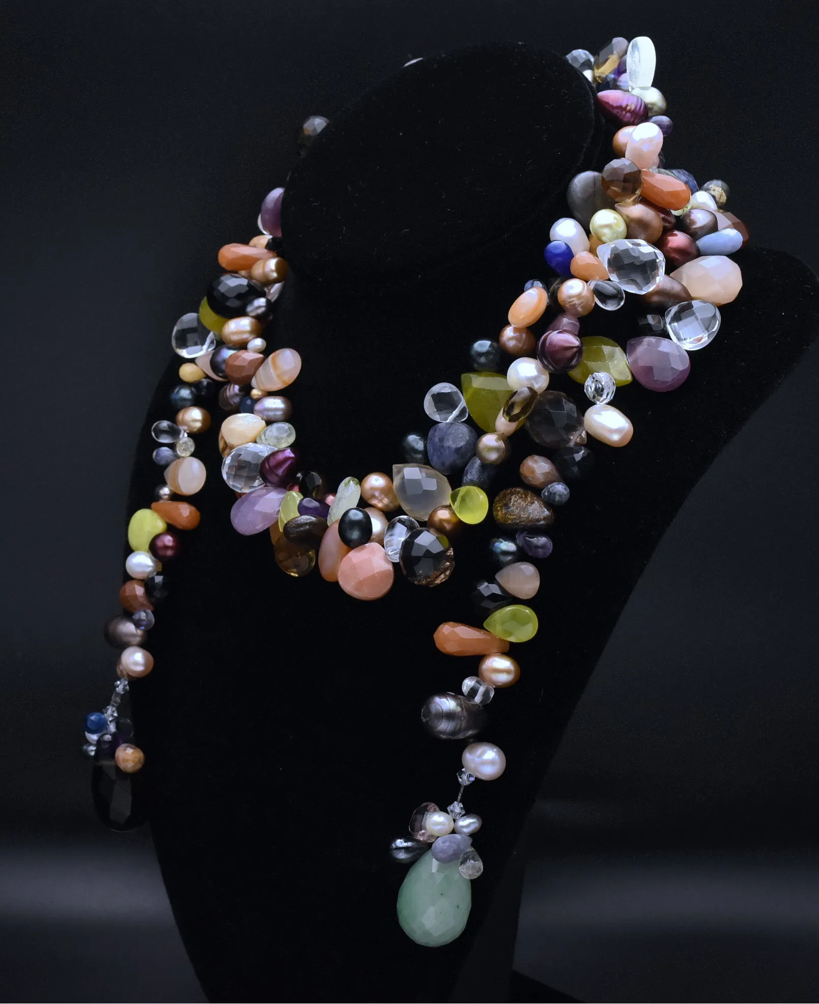 Gemstone Collection Drape Beaded Necklace - 52"