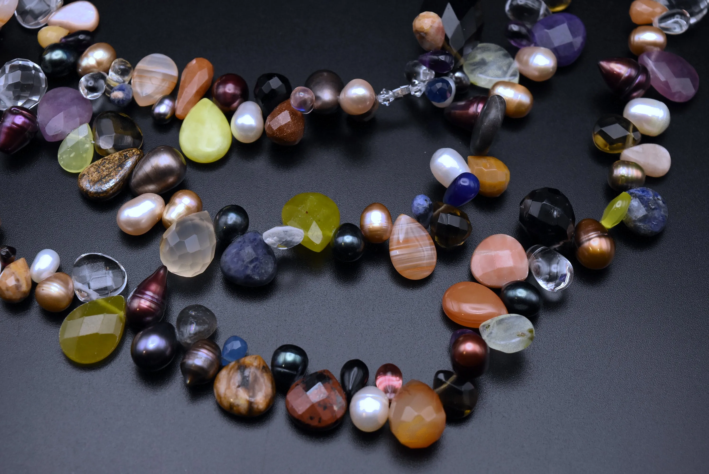 Gemstone Collection Drape Beaded Necklace - 52"