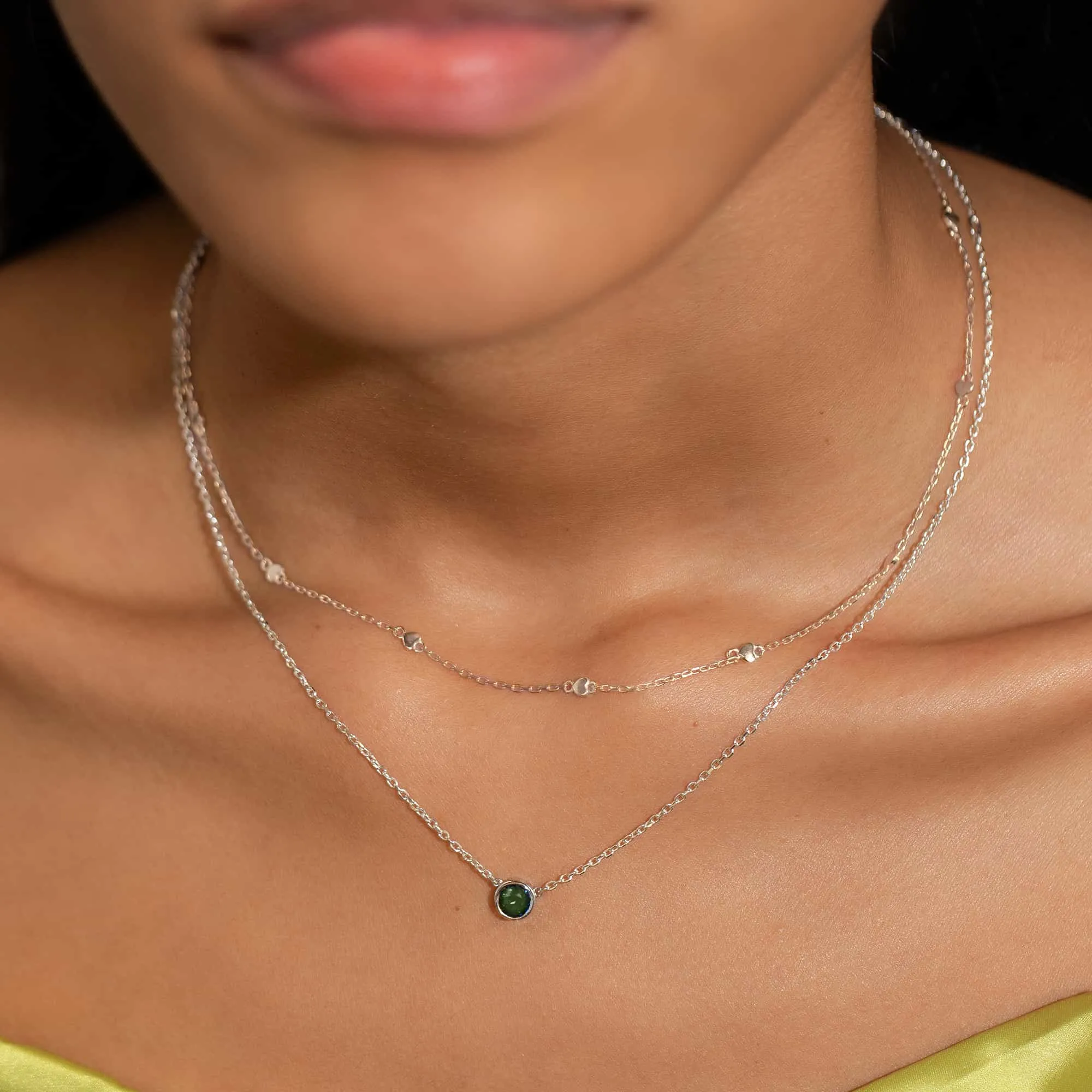 Gemstone Solitaire Necklace Emerald