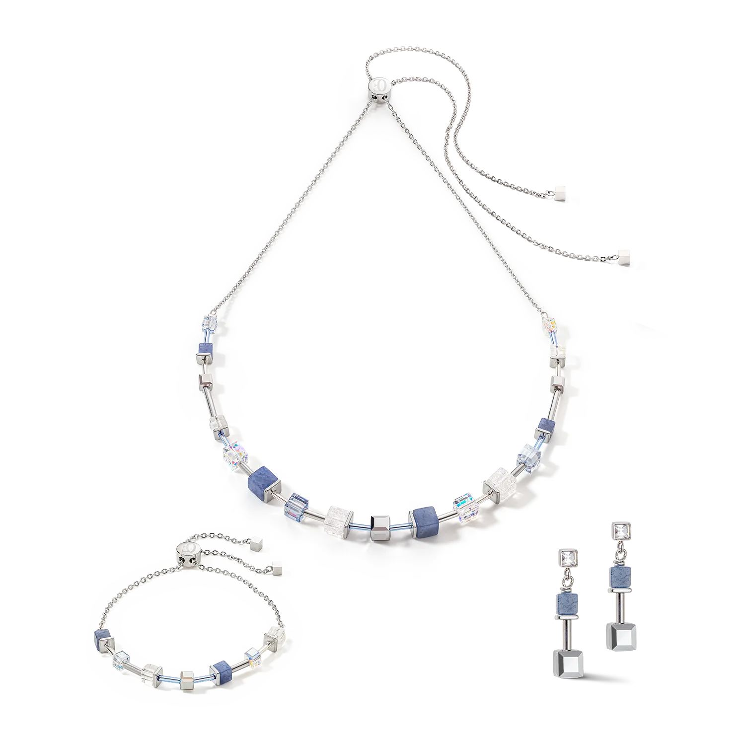 GeoCUBE® Precious & Slider Closure bracelet silver-blue