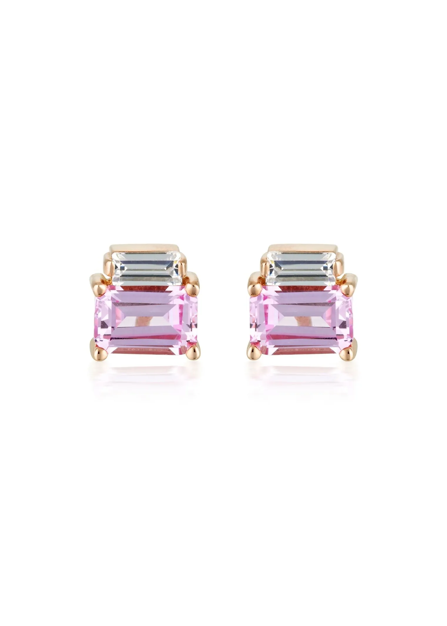 GEORGINI EMILIO WHITE RUBY CZ ROSE GOLD EARRINGS IE849P