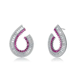 Glamorous Ruby Cubic Zirconia Sterling Silver Teardrop Earrings