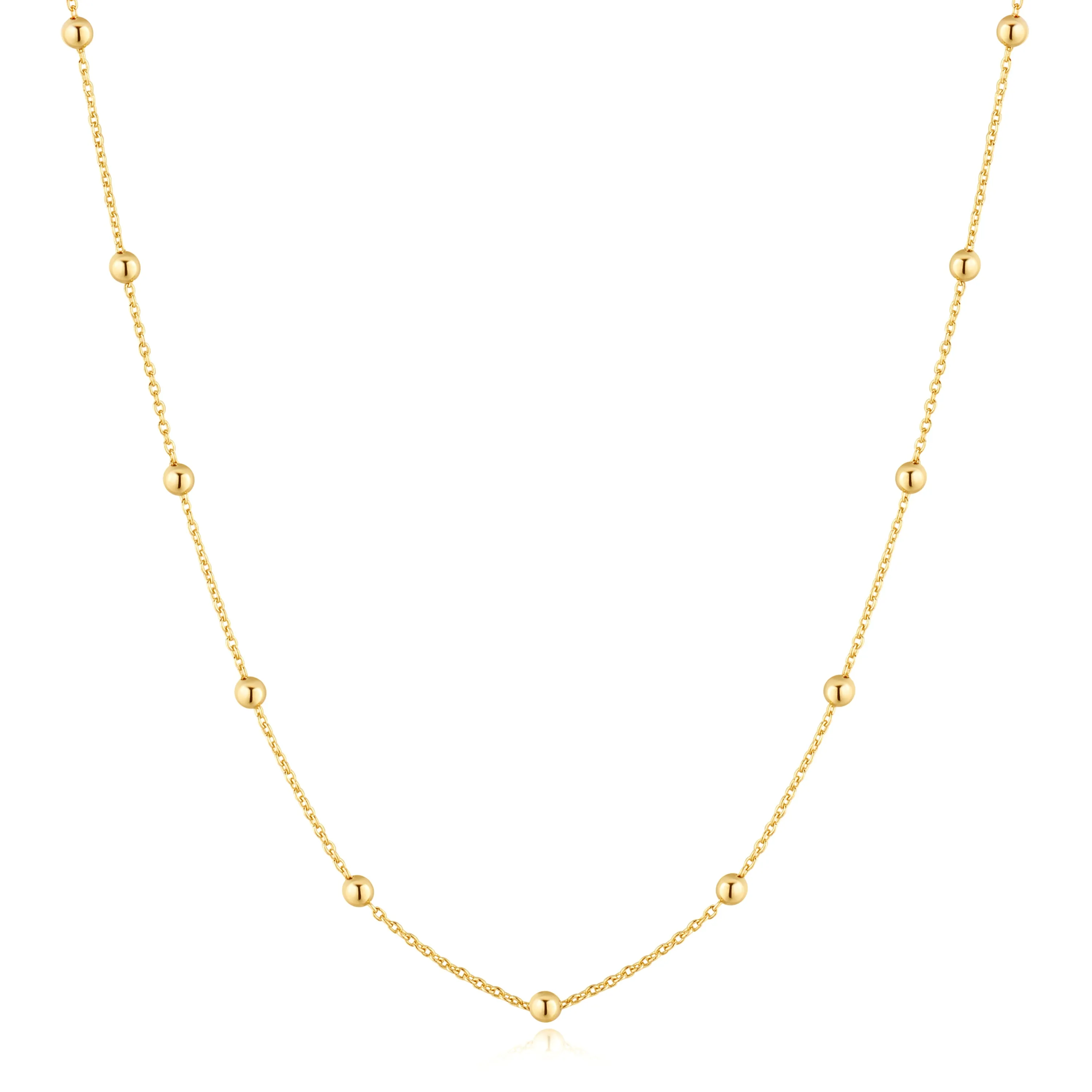 Gold Beaded Chain Necklace