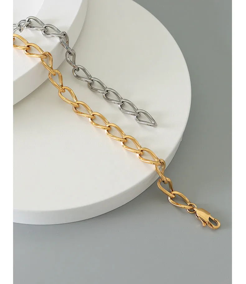 Gold Geometric Thick Chain Bracelet - Stylish Titanium Steel Design