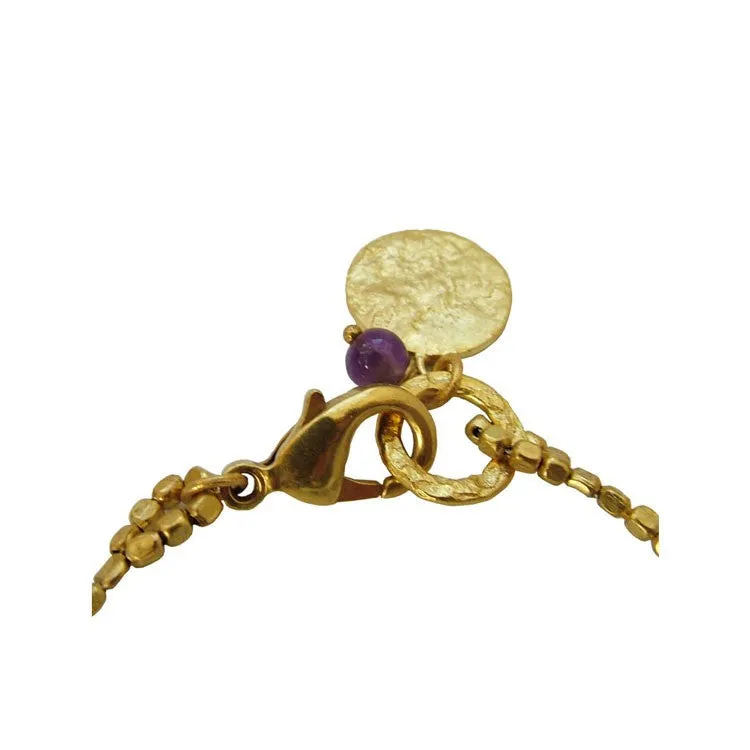 Gold Plated Amethyst Disc Charm Bracelet