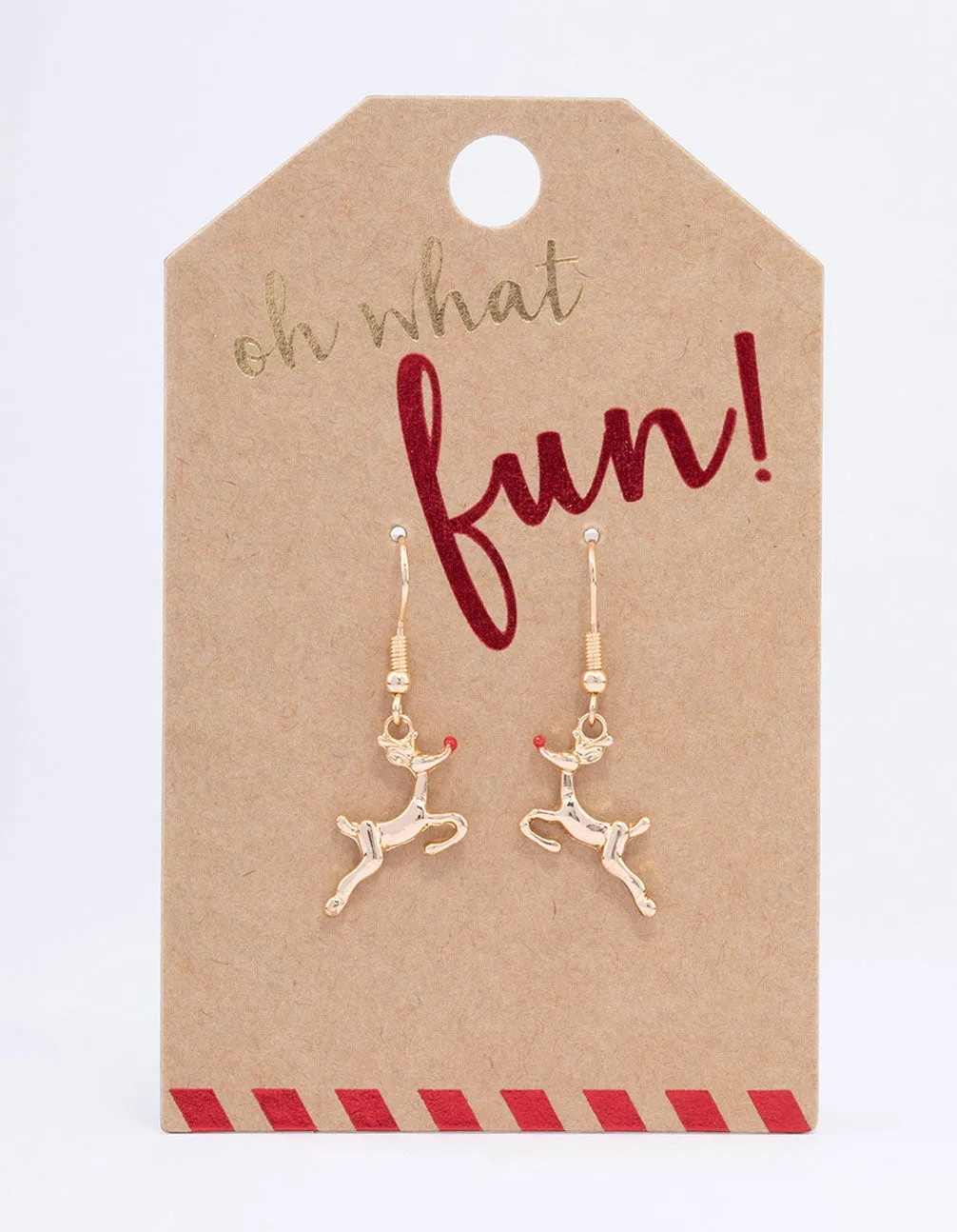 Gold Reindeer Enamel Drop Earrings