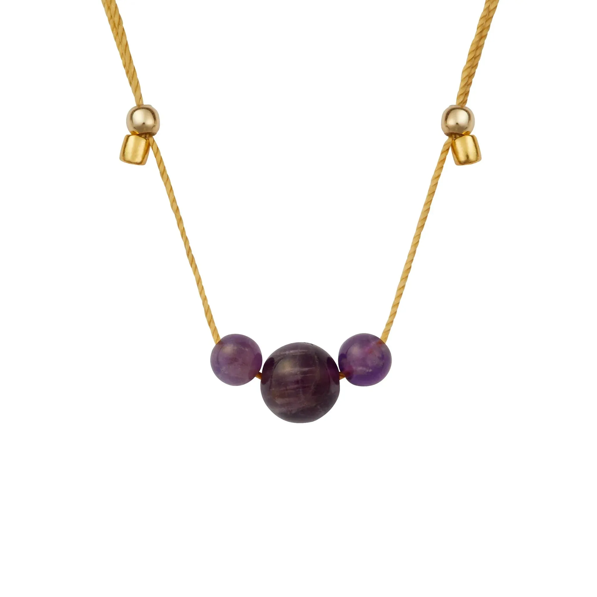 Gold Silk Gemstone Slider Necklace