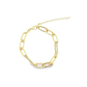 Gold Thick Paperclip Bracelet (I587)