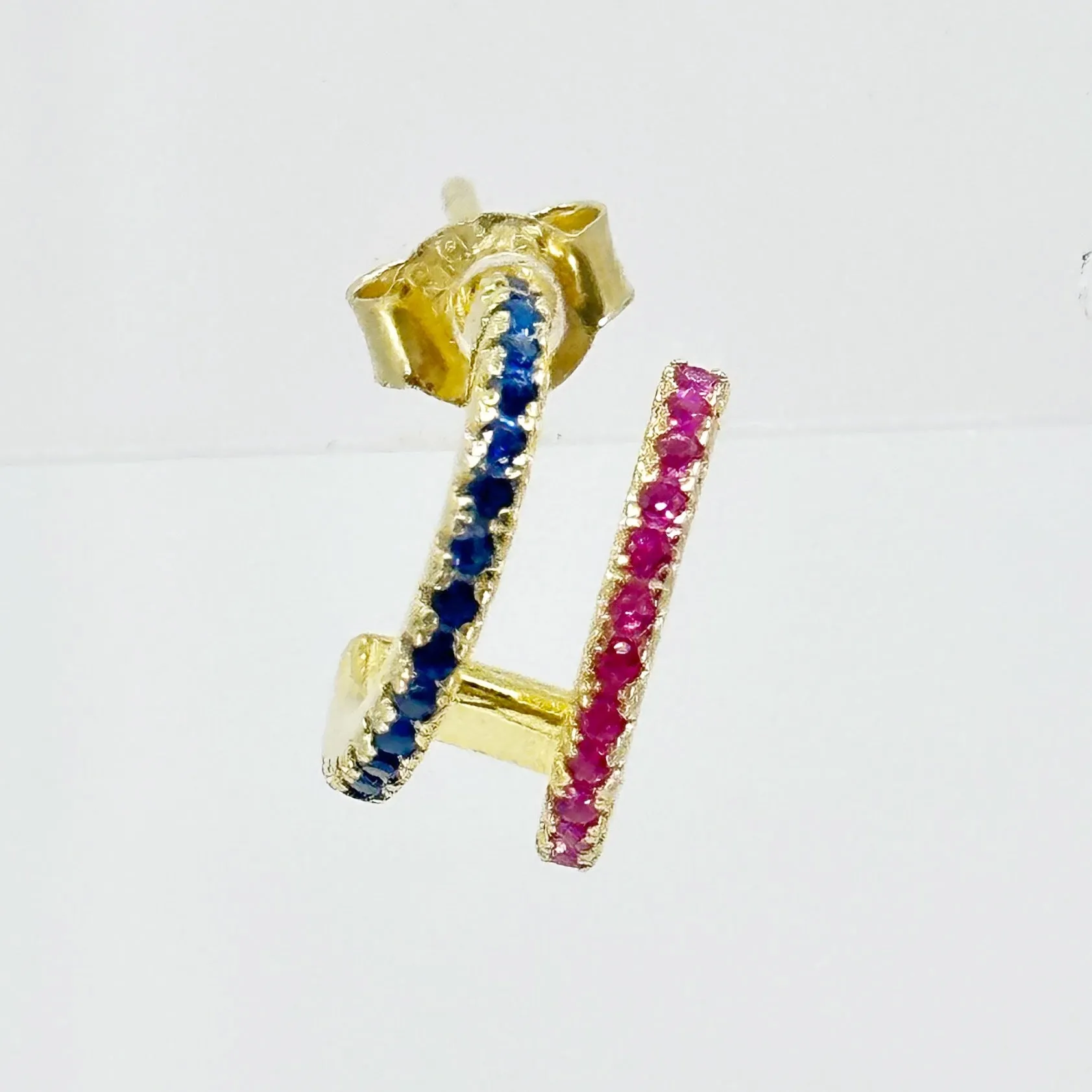 Gold Vermeil sterling silver ruby & sapphire earrings