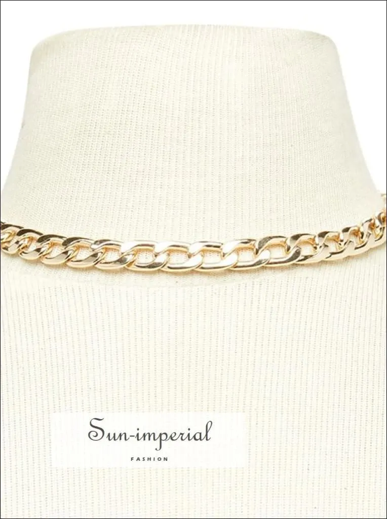 Golden Chunky Chain Choker Necklace for Women