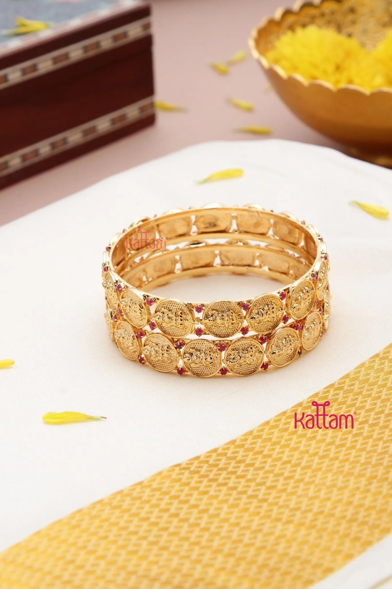 Goldtone Lakshmi Coin Bangle