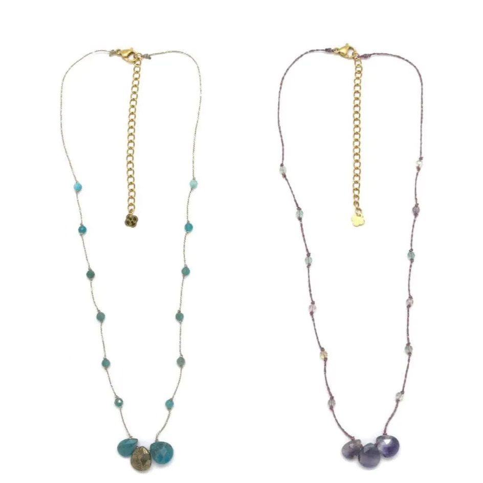 Habaha Knotted Necklace Amethyst & Apatite