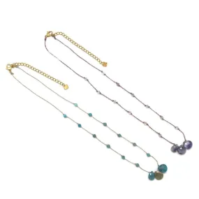 Habaha Knotted Necklace Amethyst & Apatite