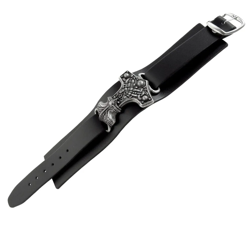 Hammer of Thor Adjustable Length Leather Bracelet