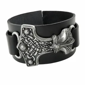 Hammer of Thor Adjustable Length Leather Bracelet