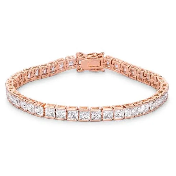 Hana Princess CZ Rose Gold Tennis Bracelet – 7in | 11ct