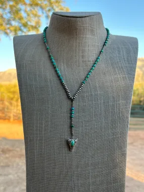 Handmade Sterling Silver & Turquoise Western Lariat Necklace