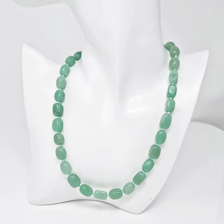 Handmade Women's Natural Green Aventurine Gemstone Beaded Necklace