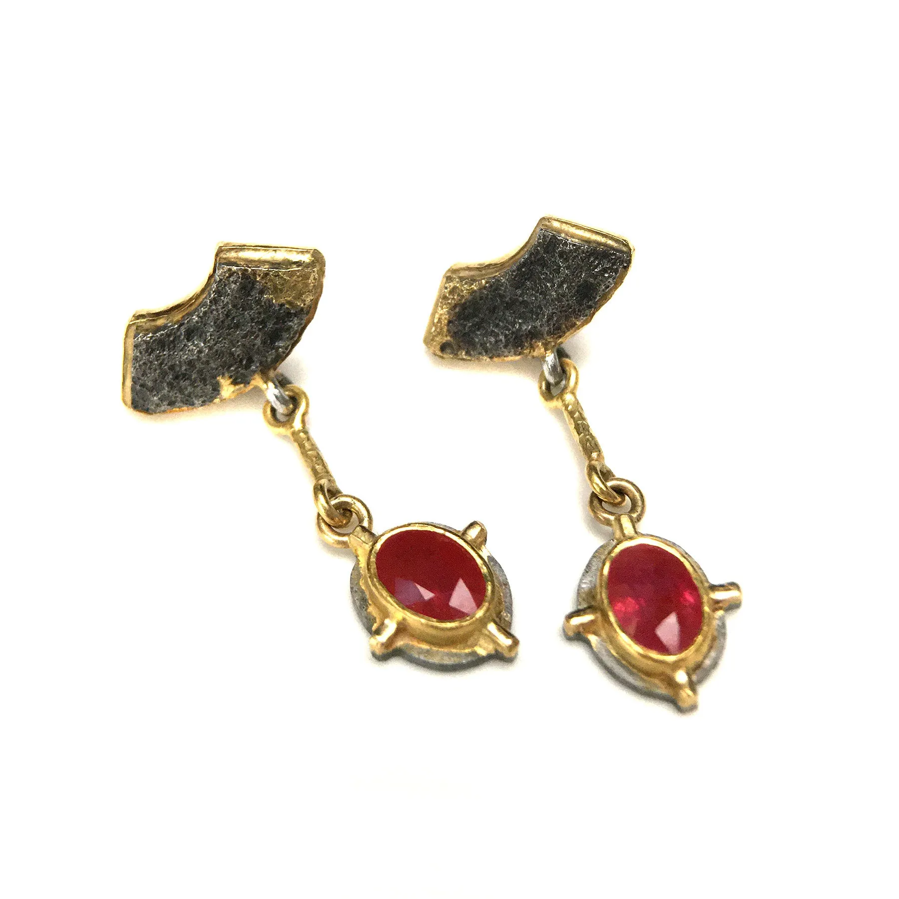 Hanging Oval Ruby Earrings