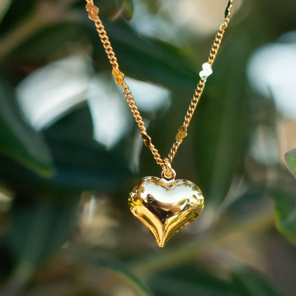 Heart Chain Necklace in 14K Gold