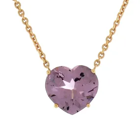 Heart Shaped Purple Spinel Pendant Necklace