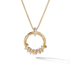 Helena Round Pendant Necklace in 18K Yellow Gold with Pave Diamonds