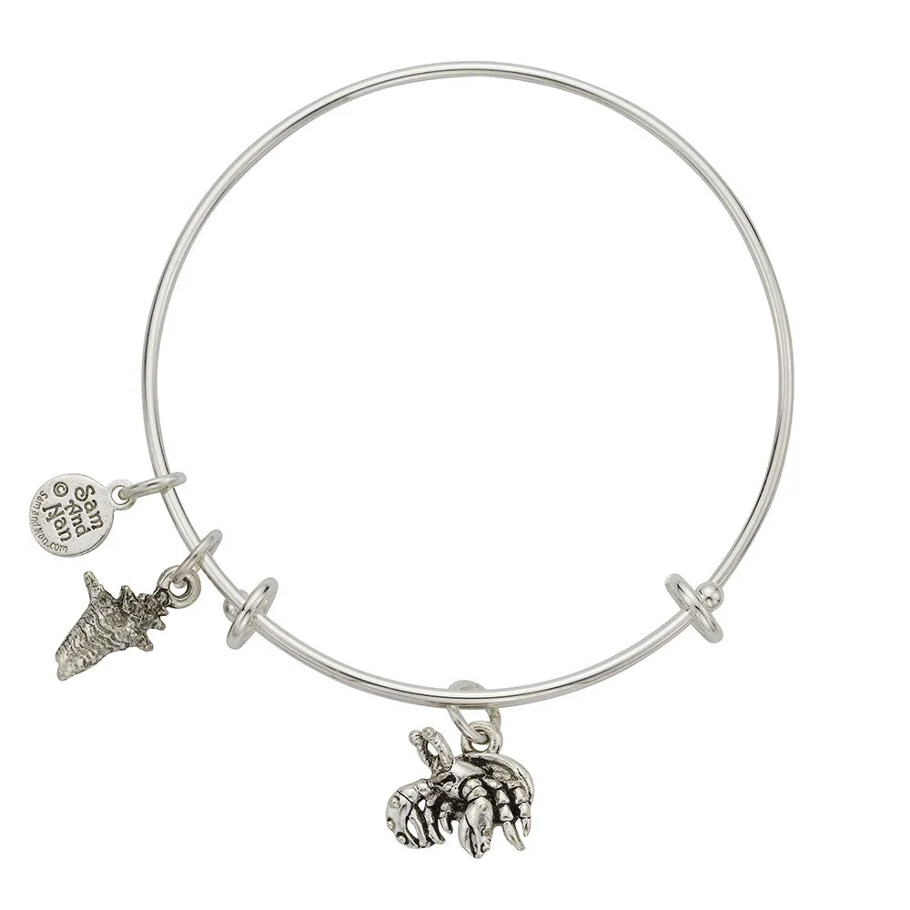 Hermit Crab Conch Charm Bangle Bracelet