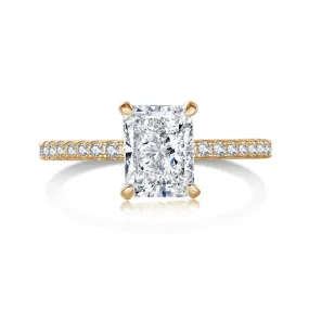 Hidden Halo Side Stone 2 Carat Radiant Cut Engagement Ring - Champagne Gold