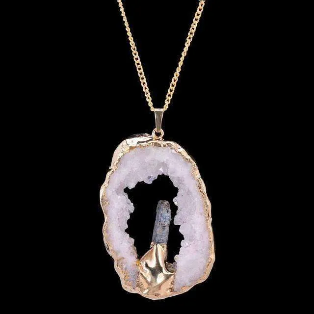 Hollow Crystal Power Druzy Necklace